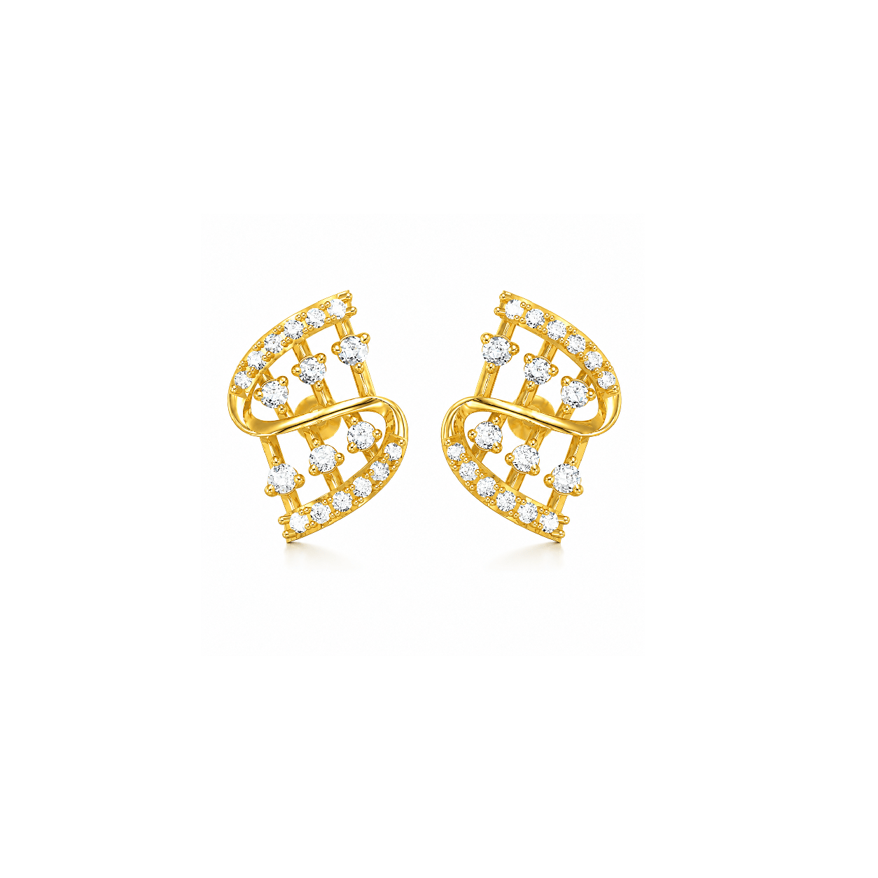 Elegant Curved Diamond Stud Earrings