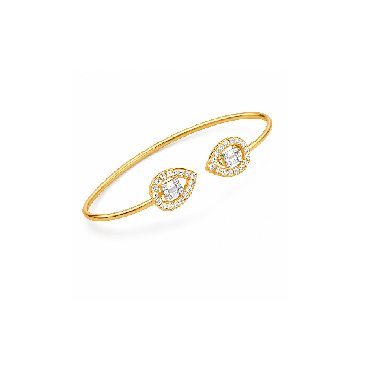 Aurielle Pear Halo Diamond Open Cuff Bracelet for Women