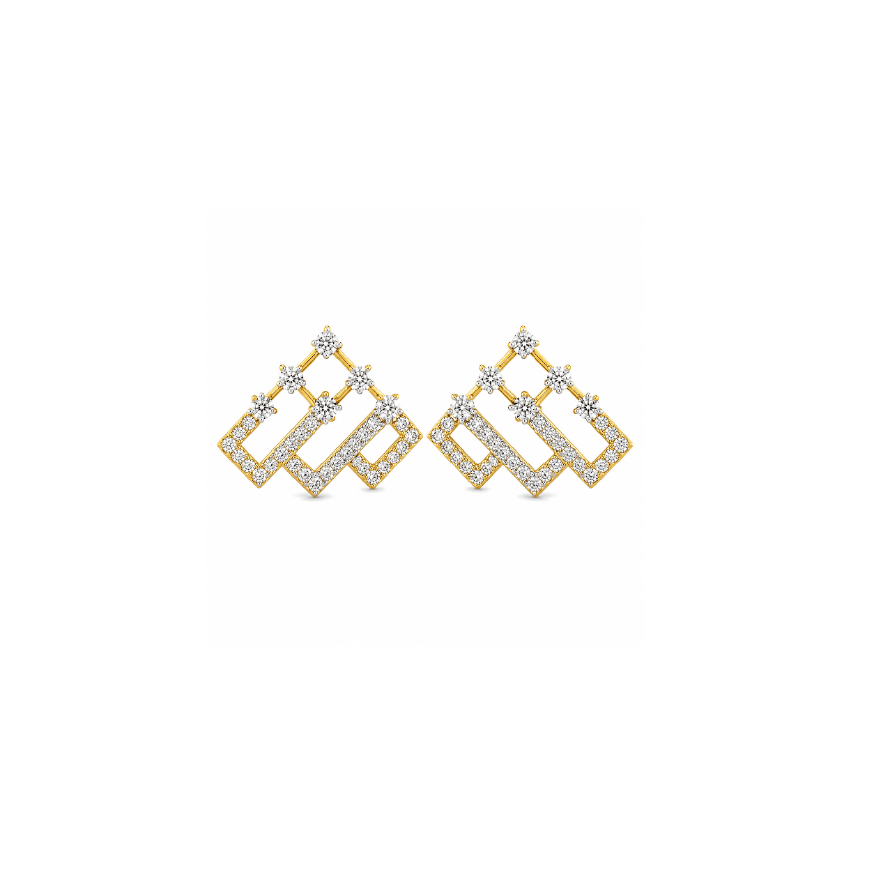 Triple Square Diamond Stud Earrings (Copy)